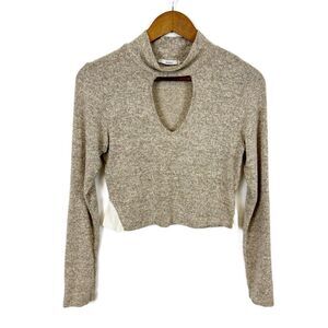 Acemi Mock Neck Cutout Long Sleeve Crop Top